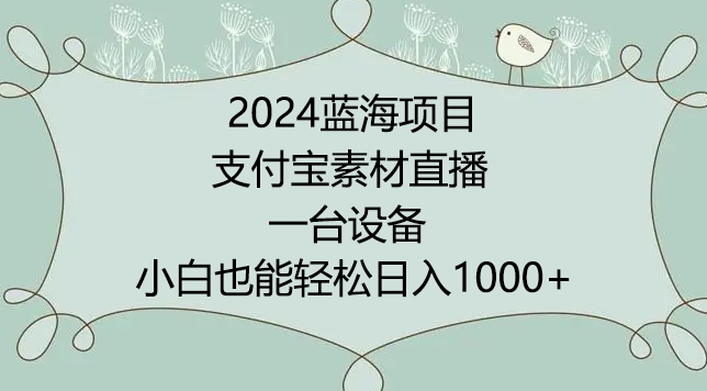 2024年蓝海项目，支付宝素材直播，无需出境，小白也能日入1000+ ，实操教程【揭秘】-风淘社