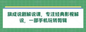 旗成说剧解说课,专注经典影视解说,一部手机玩转剪辑-风淘社