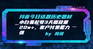 抖音今日话题历史题材-小白易起号3天播放量20w+,客户付费能力强【揭秘】-风淘社