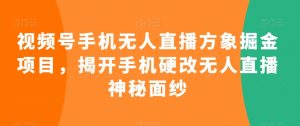 视频号手机无人直播方象掘金项目,揭开手机硬改无人直播神秘面纱-风淘社