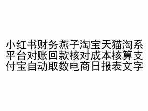 小红书财务燕子淘宝天猫淘系平台对账回款核对成本核算支付宝自动取数电商日报表-风淘社