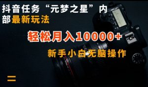抖音任务“元梦之星”内部最新玩法，新手小白无脑操作，轻松月入10000+【揭秘】-风淘社