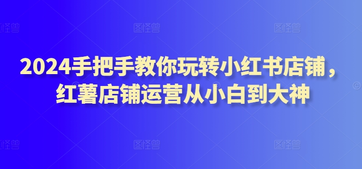2024手把手教你玩转小红书店铺，红薯店铺运营从小白到大神-风淘社