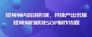 短视频内容进阶课,持续产出优质短视频的标准SOP制作流程-风淘社