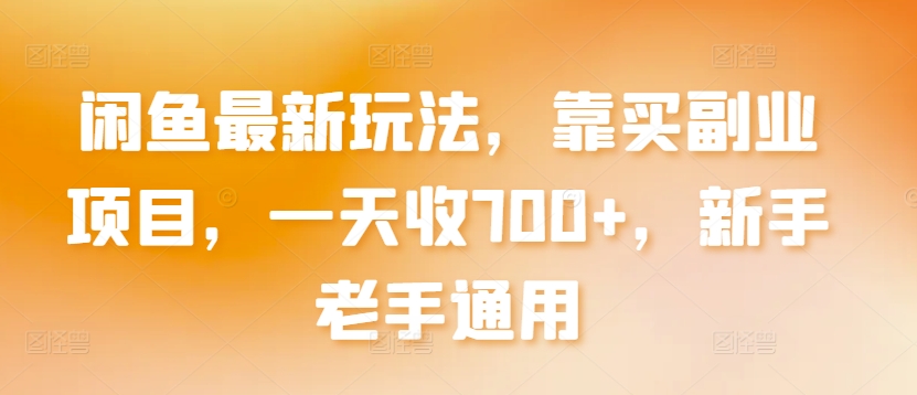 闲鱼最新玩法,靠买副业项目,一天收700+,新手老手通用【揭秘】-风淘社