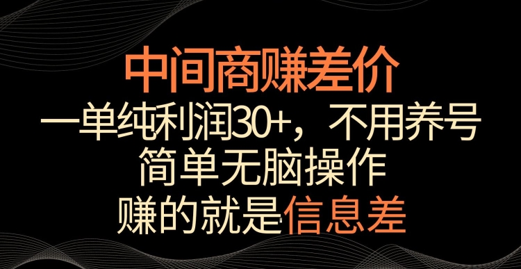 中间商赚差价,一单纯利润30+,简单无脑操作,赚的就是信息差,轻轻松松日入1000+【揭秘】-风淘社