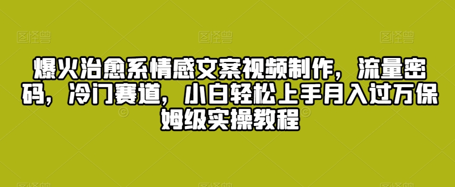 爆火治愈系情感文案视频制作,流量密码,冷门赛道,小白轻松上手月入过万保姆级实操教程【揭秘】-风淘社