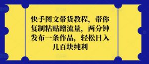 快手图文带货教程,带你复制粘贴蹭流量,两分钟发布一条作品,轻松日入几百块纯利【揭秘】-风淘社
