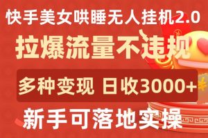 快手美女哄睡无人挂机2.0.拉爆流量不违规,多种变现途径,日收3000+,新手可落地实操【揭秘】-风淘社