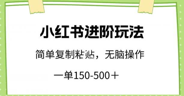 小红书进阶玩法,一单150-500+,简单复制粘贴,小白也能轻松上手【揭秘】-风淘社