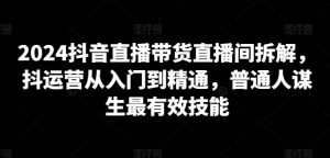 2024抖音直播带货直播间拆解,抖运营从入门到精通,普通人谋生最有效技能-风淘社
