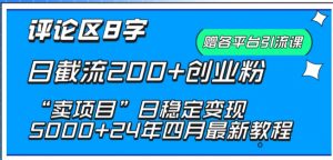 抖音评论区8字日截流200+创业粉 “卖项目”日稳定变现5000+【揭秘】-风淘社