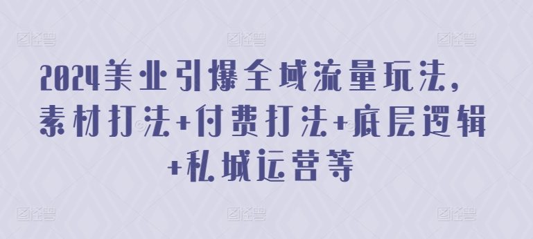 2024美业引爆全域流量玩法,素材打法 付费打法 底层逻辑 私城运营等-风淘社