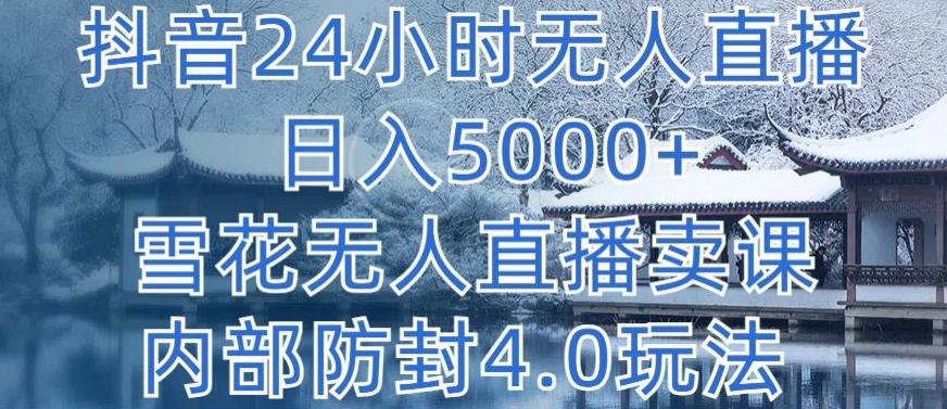 抖音24小时无人直播 日入5000+,雪花无人直播卖课,内部防封4.0玩法【揭秘】-风淘社