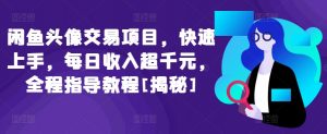 闲鱼头像交易项目，快速上手，每日收入超千元，全程指导教程[揭秘]-风淘社