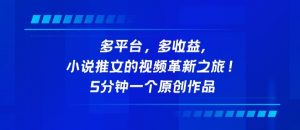 多平台，多收益，小说推文的视频革新之旅！5分钟一个原创作品【揭秘】-风淘社