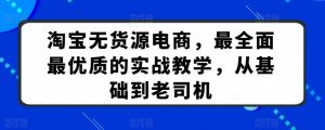 淘宝无货源电商,最全面最优质的实战教学,从基础到老司机-风淘社