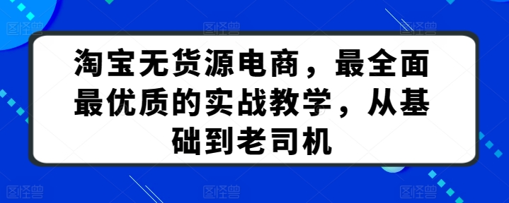 淘宝无货源电商,最全面最优质的实战教学,从基础到老司机-风淘社