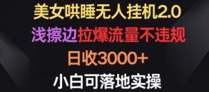 美女哄睡无人挂机2.0.浅擦边拉爆流量不违规，日收3000+，小白可落地实操【揭秘】-风淘社