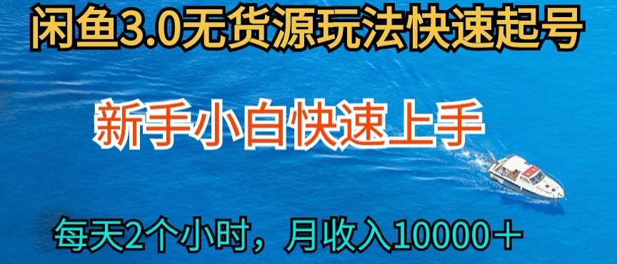 2024最新闲鱼无货源玩法,从0开始小白快手上手,每天2小时月收入过万【揭秘】-风淘社