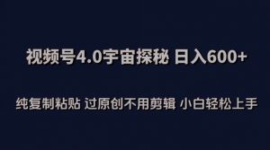 视频号4.0宇宙探秘，日入600多纯复制粘贴过原创不用剪辑小白轻松操作【揭秘】-风淘社