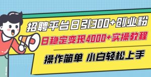 招聘平台日引300+创业粉，日稳定变现4000+实操教程小白轻松上手【揭秘】-风淘社