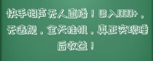 快手相声无人直播，日入1000+，无违规，全天挂机，真正实现睡后收益【揭秘】-风淘社