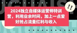 2024独立自媒体运营师特训营,利用业余时间,加上一点爱好抢占流量红利与收入-风淘社