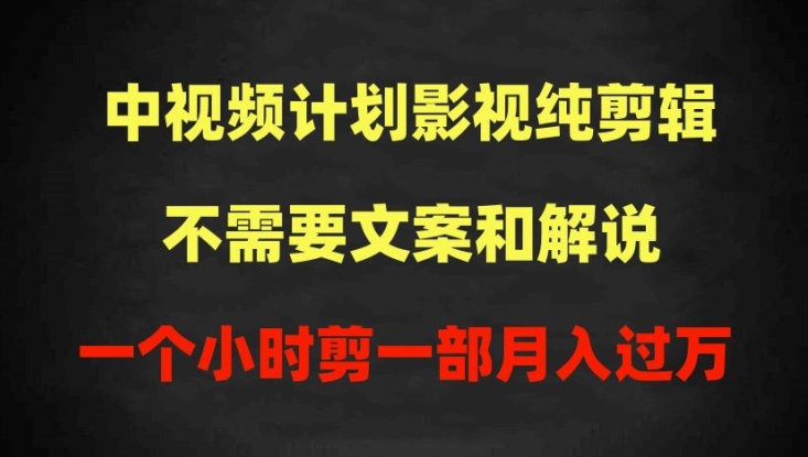 中视频计划影视纯剪辑,不需要文案和解说,一个小时剪一部,100%过原创月入过万【揭秘】-风淘社