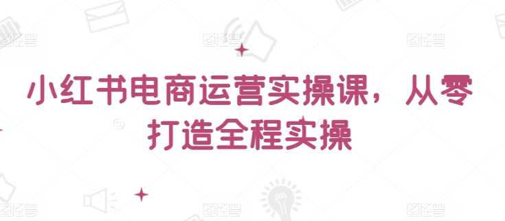 小红书电商运营实操课,从零打造全程实操-风淘社