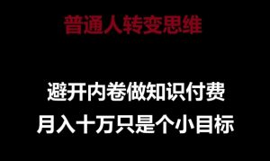 普通人转变思维，避开内卷做知识付费，月入十万只是一个小目标【揭秘】-风淘社
