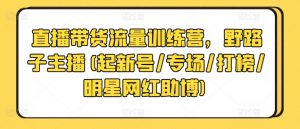 直播带货流量训练营,野路子主播(起新号/专场/打榜/明星网红助博)-风淘社