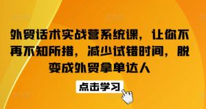 外贸话术实战营系统课,让你不再不知所措,减少试错时间,脱变成外贸拿单达人-风淘社
