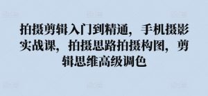拍摄剪辑入门到精通,手机摄影实战课,拍摄思路拍摄构图,剪辑思维高级调色-风淘社