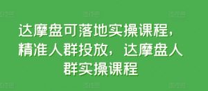 达摩盘可落地实操课程，精准人群投放，达摩盘人群实操课程-风淘社