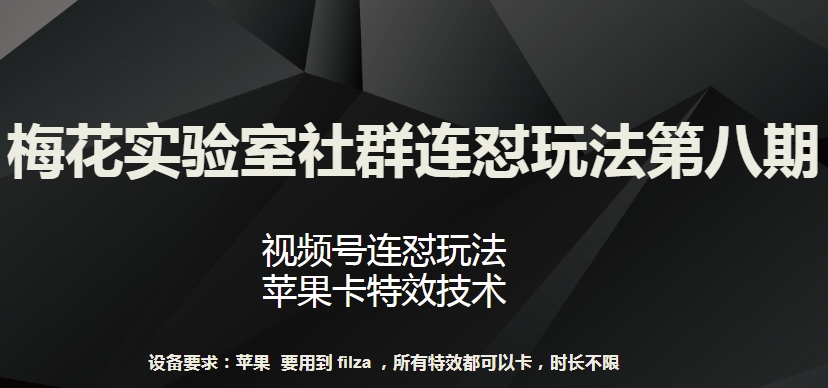 梅花实验室社群连怼玩法第八期，视频号连怼玩法 苹果卡特效技术【揭秘】-风淘社