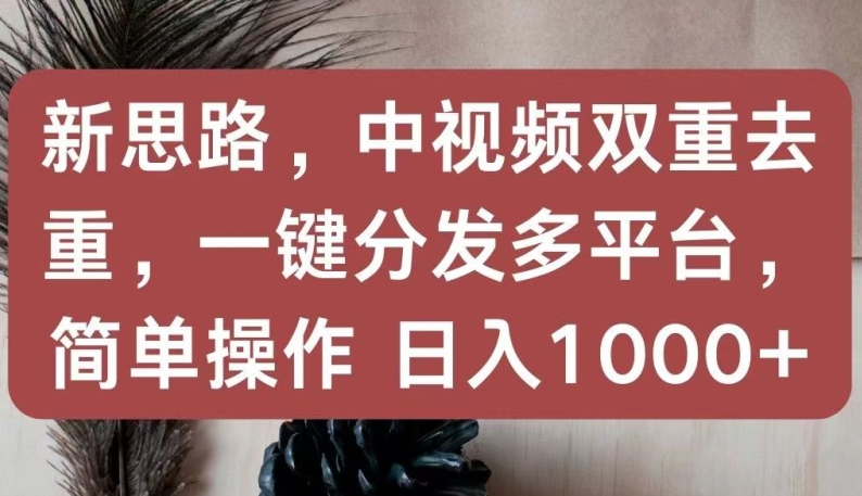 新思路,中视频双重去重,一键分发多平台,简单操作,日入1000+【揭秘】-风淘社
