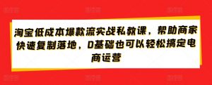 淘宝低成本爆款流实战私教课,帮助商家快速复制落地,0基础也可以轻松搞定电商运营-风淘社