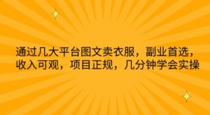 通过几大平台图文卖衣服,副业首选,收入可观,项目正规,几分钟学会实操【揭秘】-风淘社