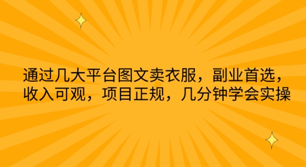 通过几大平台图文卖衣服，副业首选，收入可观，项目正规，几分钟学会实操【揭秘】-风淘社
