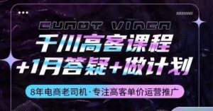 千川高客课程+1月答疑+做计划，详解千川原理和投放技巧-风淘社