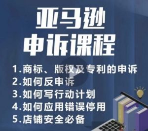 亚马逊申诉实操课,商标、版权及专利的申诉,店铺安全必备-风淘社