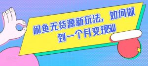 闲鱼无货源新玩法，如何做到一个月变现5W【揭秘】-风淘社