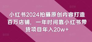 小红书2024拍摄原创内容打造百万店铺,一年时间靠小红书带货项目年入20w+-风淘社