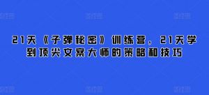 21天《子弹秘密》训练营,21天学到顶尖文案大师的策略和技巧-风淘社