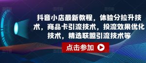 抖音小店最新教程，体验分拉升技术，商品卡引流技术，投流效果优化技术，精选联盟引流技术等-风淘社