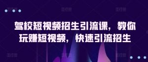 驾校短视频招生引流课，教你玩赚短视频，快速引流招生-风淘社