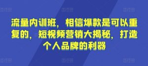 流量内训班,相信爆款是可以重复的,短视频营销大揭秘,打造个人品牌的利器-风淘社