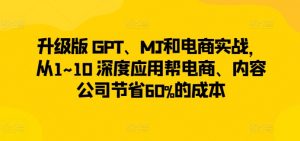 升级版 GPT、MJ和电商实战,从1~10 深度应用帮电商、内容公司节省60%的成本-风淘社