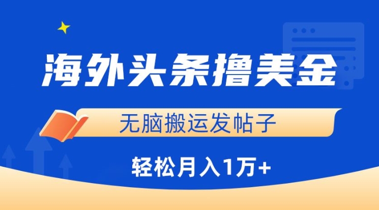 海外头条撸美金，无脑搬运发帖子，月入1万+，小白轻松掌握【揭秘】-风淘社